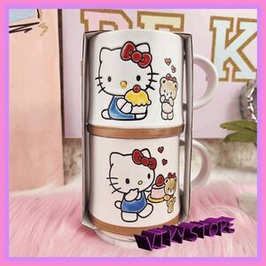 💕 NWT Hello Kitty 2 Pack Coffee Mugs Multicolor 21 oz #7140 💕